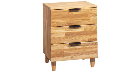 NACHTKÄSTCHEN in massiv Eiche Eichefarben  - Eichefarben/Schwarz, Natur, Holz/Metall (48/65/40cm) - Linea Natura