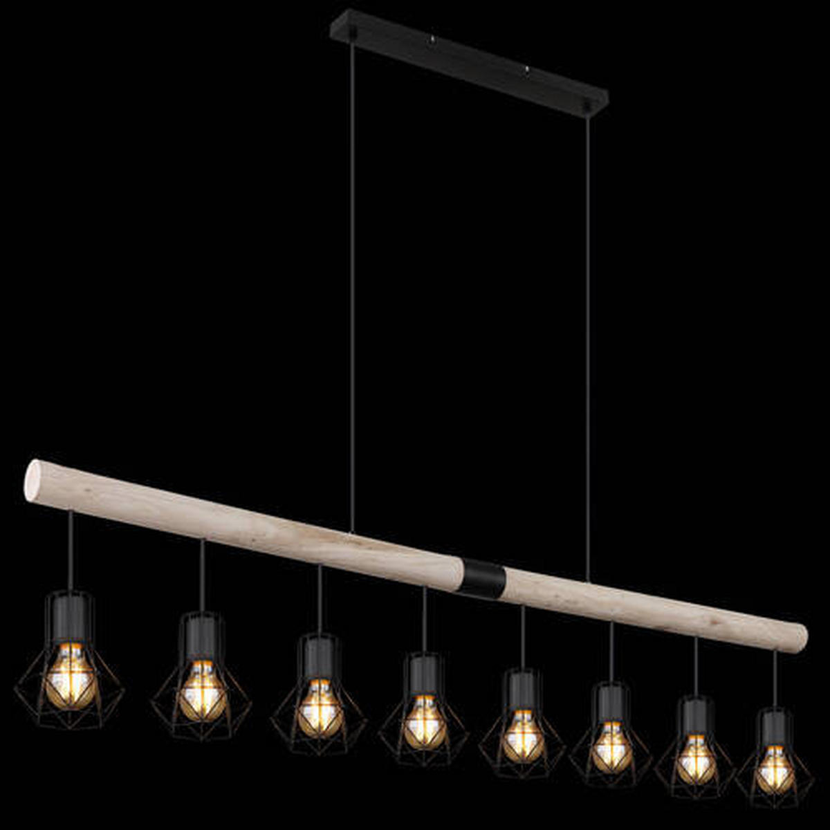 HÄNGELEUCHTE 140/13,3/120 cm    - Schwarz/Naturfarben, Natur, Holz/Kunststoff (140/13,3/120cm) - Globo