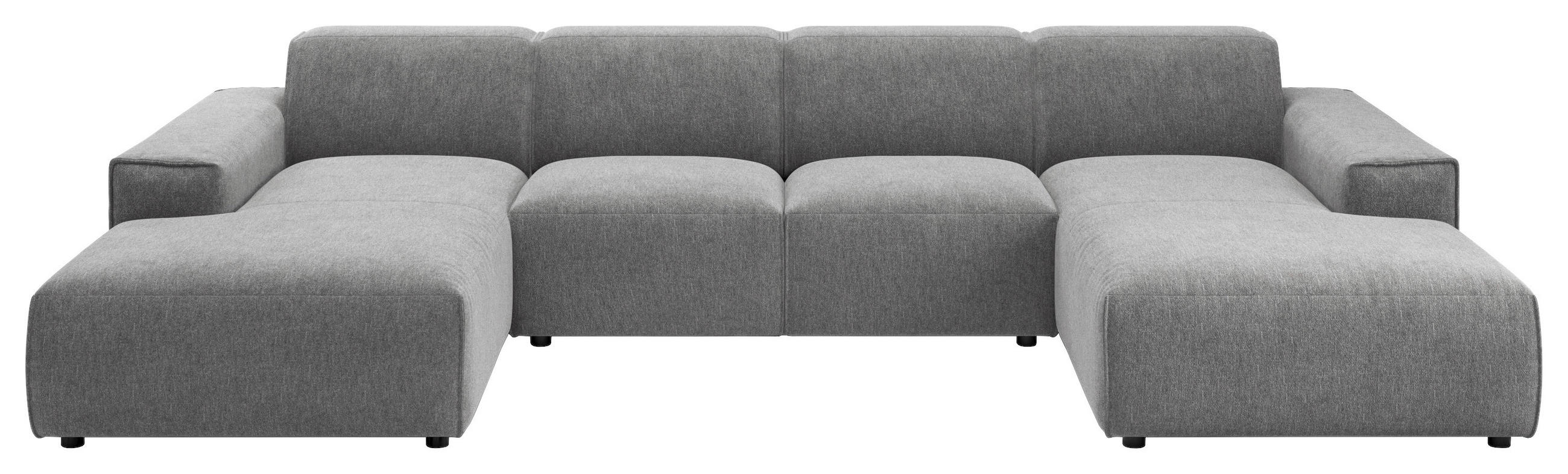 WOHNLANDSCHAFT Graubraun Cord  - Graubraun/Schwarz, MODERN, Kunststoff/Textil (189/340/189cm) - Pure Home Lifestyle