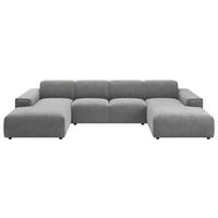 WOHNLANDSCHAFT Graubraun Cord  - Graubraun/Schwarz, MODERN, Kunststoff/Textil (189/340/189cm) - Pure Home Lifestyle