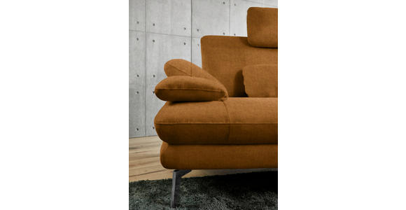ECKSOFA in Velours Cognac 284/184 cm - Cognac/Schwarz, Design, Textil/Metall (284/184cm) - Dieter Knoll
