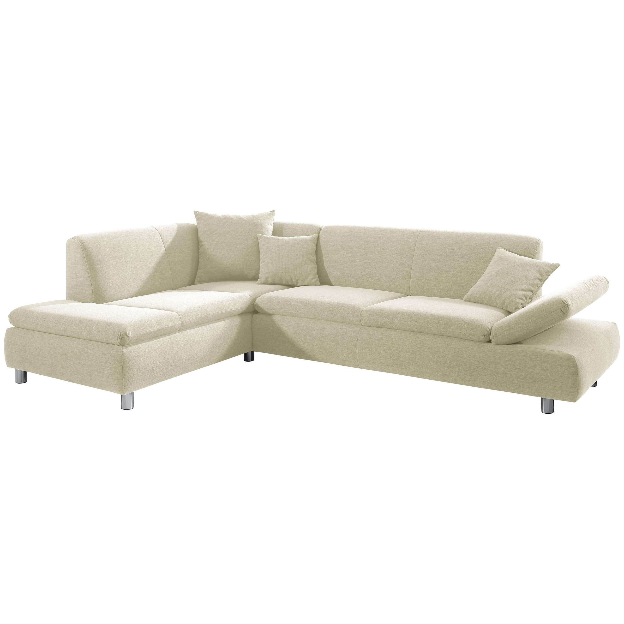 Ecksofa Creme Struktur  - Creme, MODERN, Textil/Metall (189/272cm) - Max Winzer