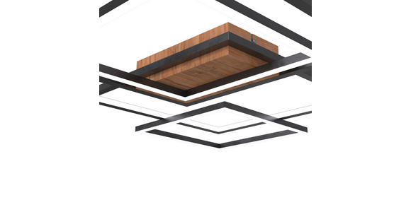 LED-DECKENLEUCHTE 67/58/6 cm - Walnussfarben/Schwarz, Design, Kunststoff/Metall (67/58/6cm) - Novel