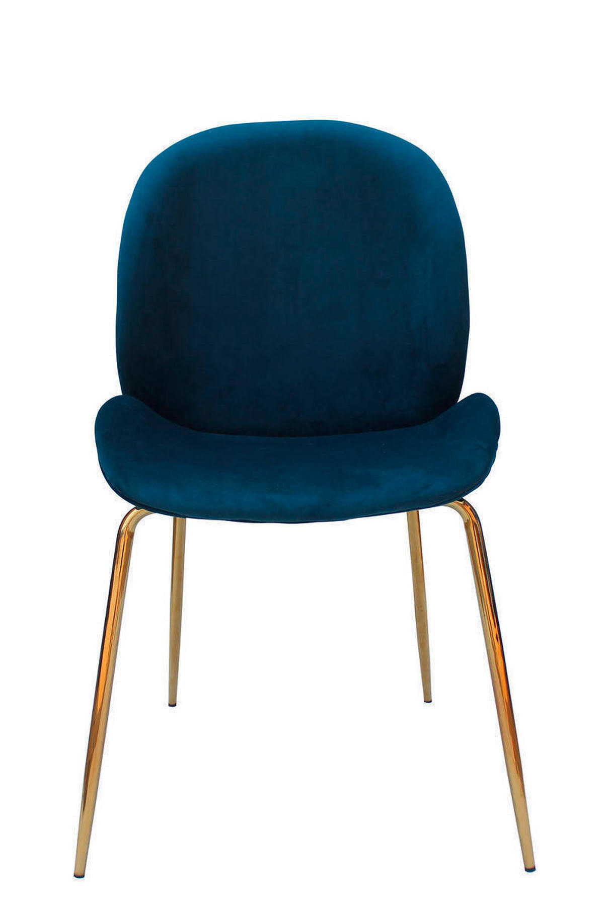 STUHL-SET 2 Stück  in Eisen  - Blau/Messingfarben, Design, Kunststoff/Metall (47/90/59cm) - Kayoom
