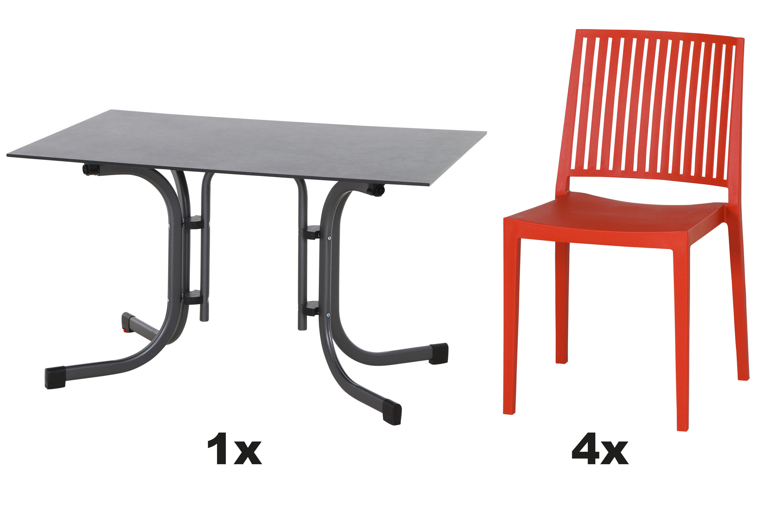 GARTENGARNITUR 5-teilig  - Anthrazit/Rot, Basics, Holzwerkstoff/Kunststoff (57/80/56cm) - Siena Garden