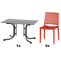 GARTENGARNITUR 5-teilig  - Anthrazit/Rot, Basics, Holzwerkstoff/Kunststoff (57/80/56cm) - Siena Garden