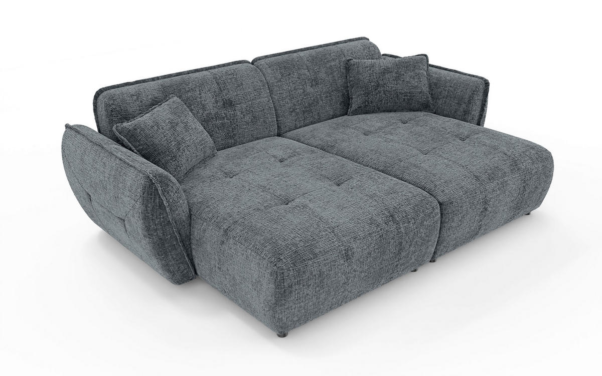 BIGSOFA NELIA in Chenille Dunkelgrau  - Dunkelgrau/Schwarz, Design, Kunststoff/Textil (252/81/155cm) - P & B