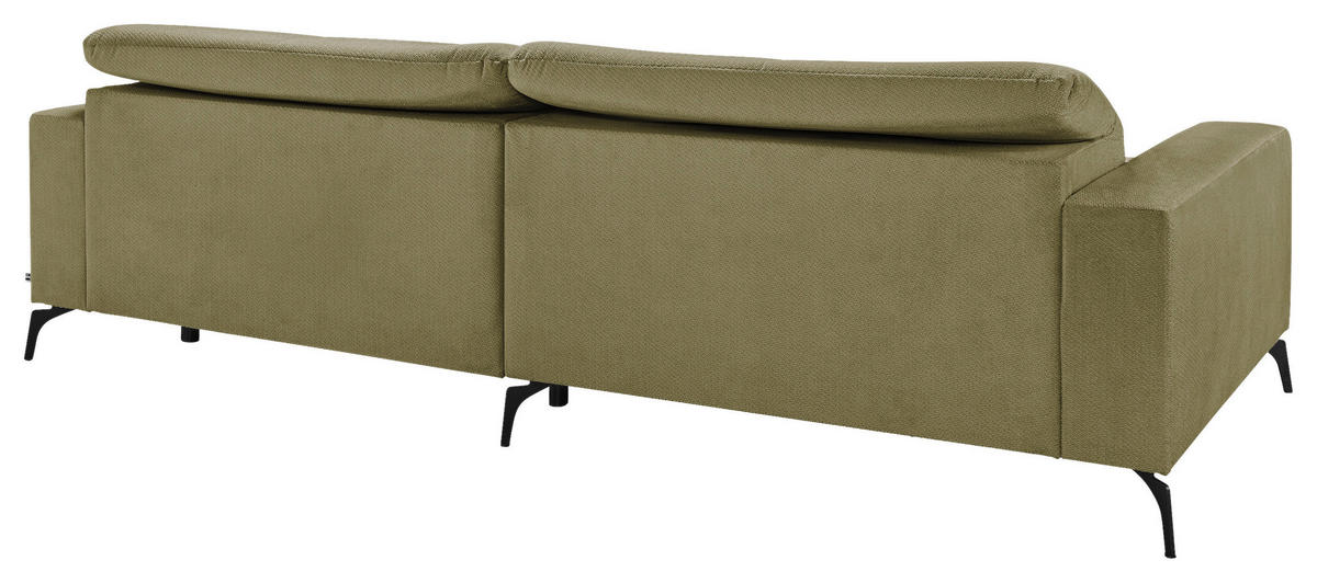 ECKSOFA Olivgrün Webstoff  - Schwarz/Olivgrün, KONVENTIONELL, Textil/Metall (180/285cm) - SetOne by Musterring
