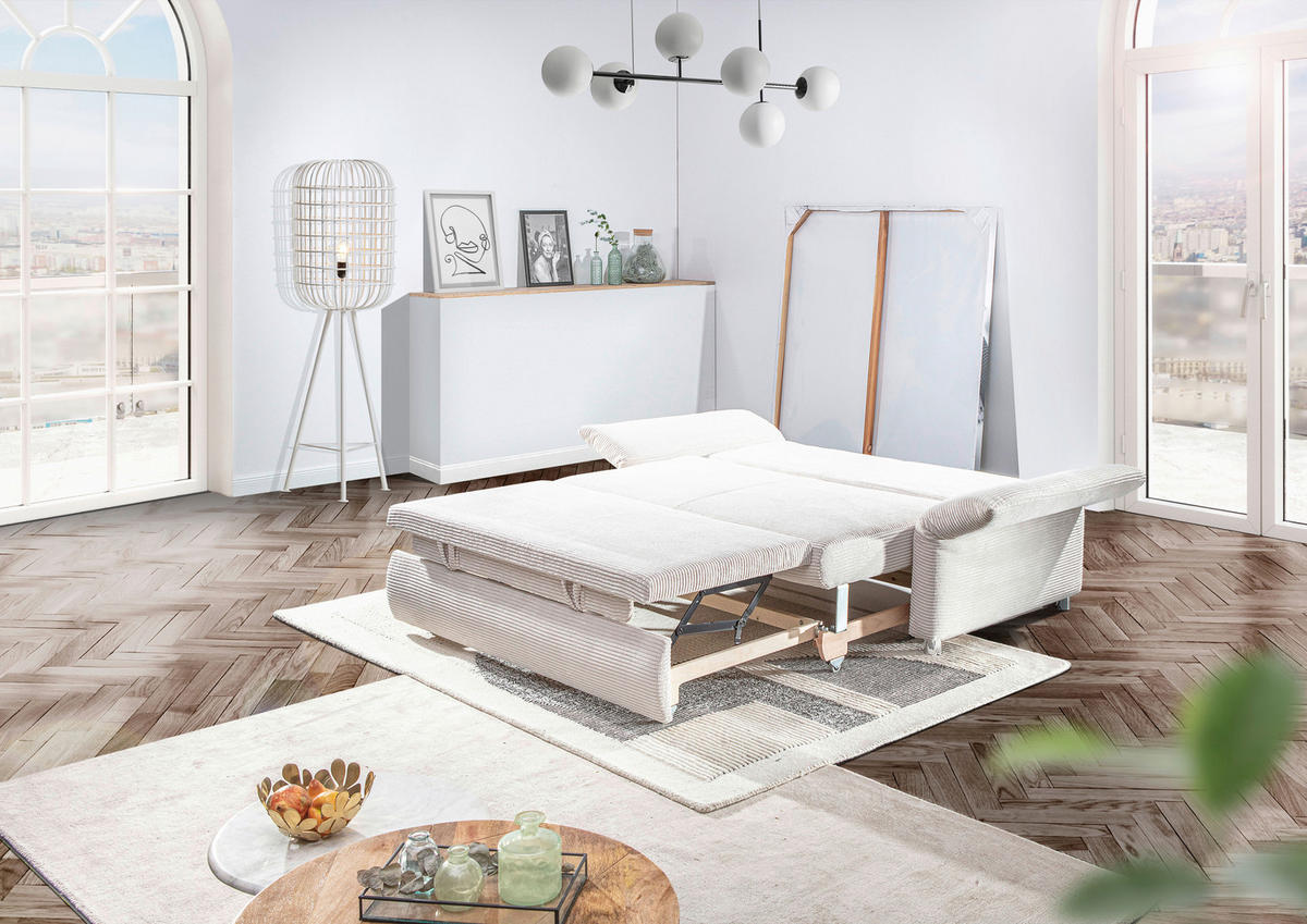 BÄDDSOFFA i manchester cremefärgad  - kromfärg/cremefärgad, Design, textil/plast (176/81/98cm) - MID.YOU