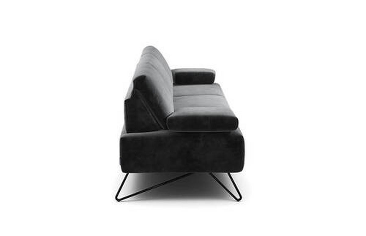 3-SITZER-SOFA in Samt Anthrazit  - Anthrazit/Schwarz, Design, Textil/Metall (234-264/85/86-94cm) - SENSOO