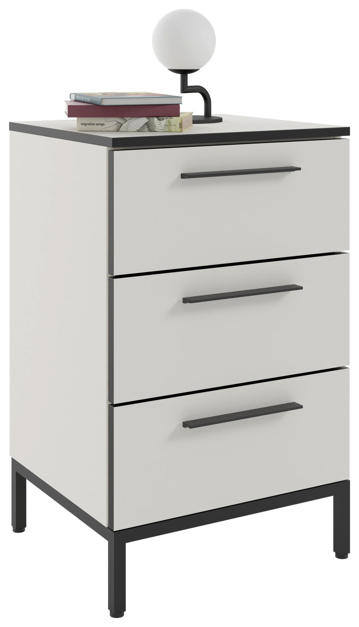 NACHTSCHRANK 45/72,4/40 cm  - Schwarz/Weiß, MODERN, Holzwerkstoff/Metall (45/72,4/40cm)