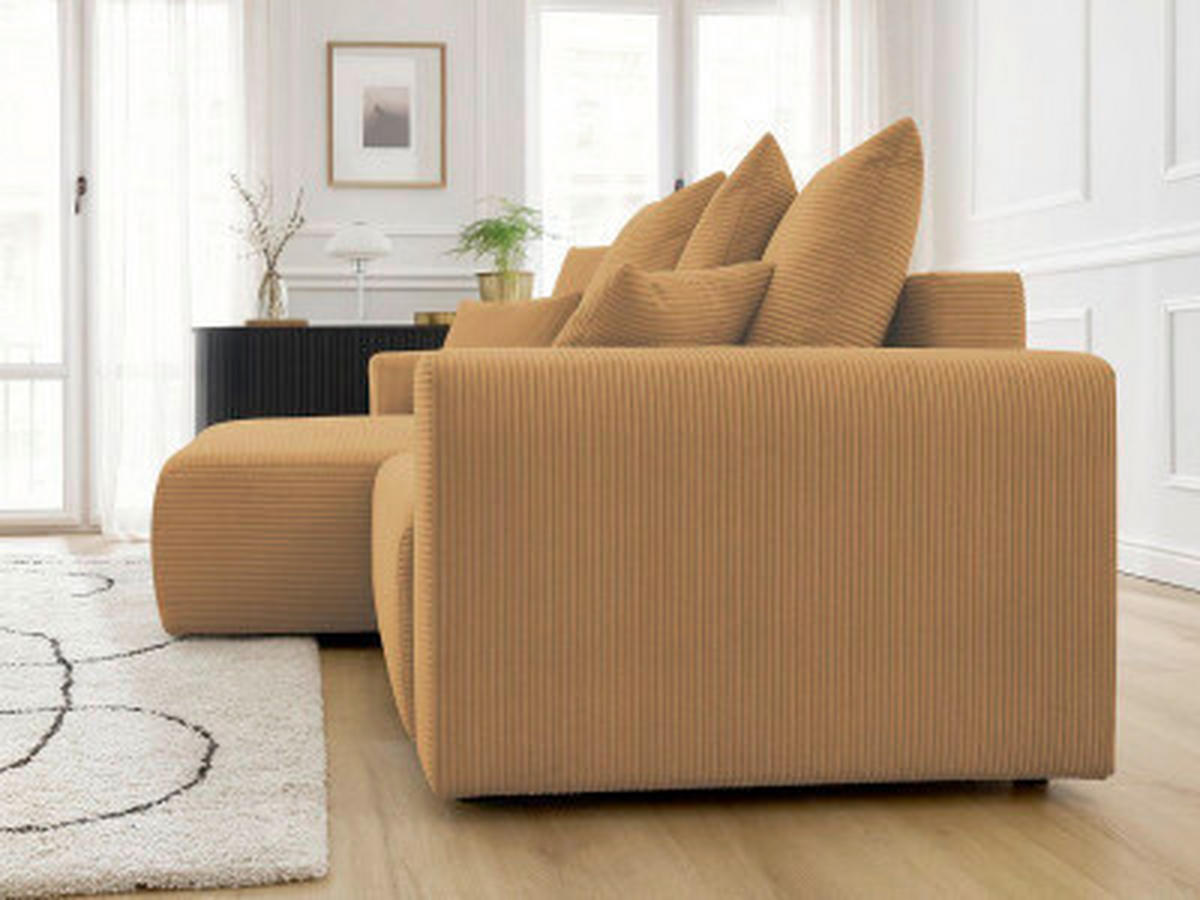 ECKSOFA Ottomane links  ATILLA Gelb Cord  - Gelb/Schwarz, MODERN, Kunststoff/Textil (149/244cm)