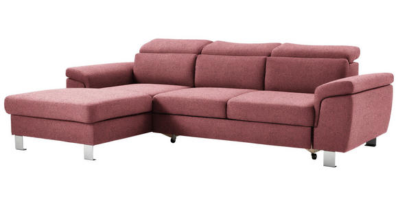 ECKSOFA in Webstoff Hellrot  - Hellrot/Silberfarben, Design, Textil/Metall (167/250cm) - Xora