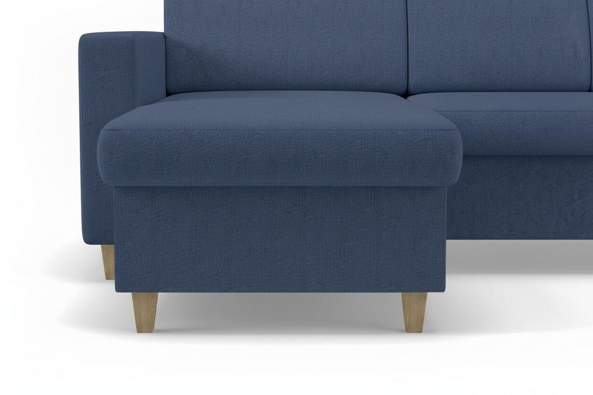 WOHNLANDSCHAFT Bouclé Blau  - Blau/Buchefarben, Design, Holz/Holzwerkstoff (310/160/145cm) - MID.YOU