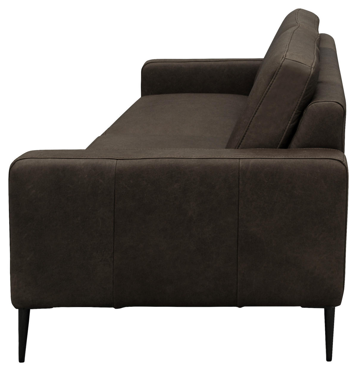 3-SITZER-SOFA in Echtleder Fango  - Fango/Schwarzchrom, Design, Leder/Metall (187/85/92cm) - Livetastic