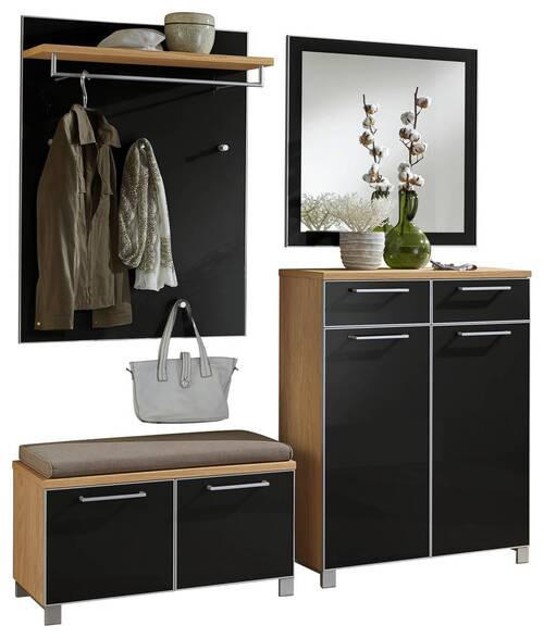GARDEROBE 5-teilig  in 180/195/40 cm  - Eichefarben/Anthrazit, Design, Glas/Holz (180/195/40cm)