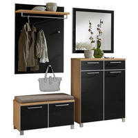 GARDEROBE 5-teilig  in 180/195/40 cm  - Eichefarben/Anthrazit, Design, Glas/Holz (180/195/40cm)