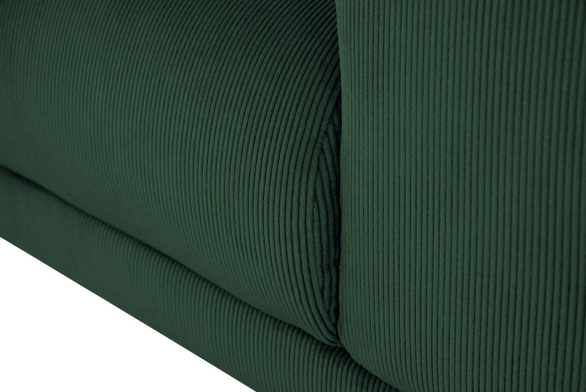 ECKSOFA ERNO in Cord Grün  262/183 cm  - Schwarz/Grün, Design, Textil/Metall (262/183cm) - MID.YOU