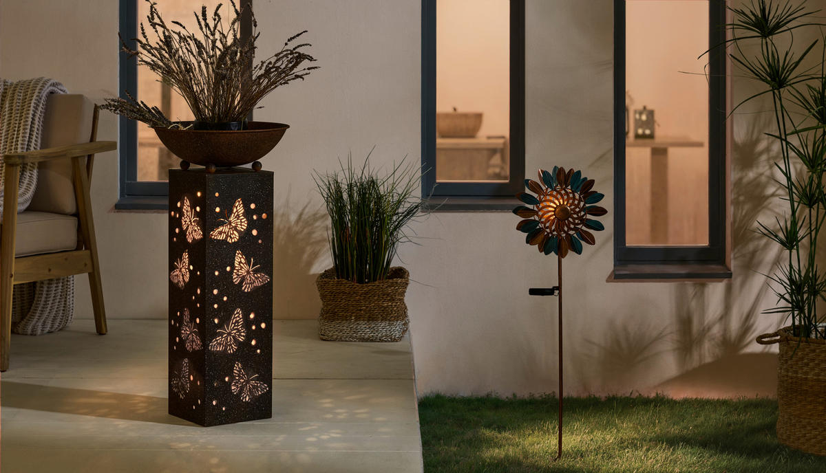 SOLÁRNE SVIETIDLO, 25/12/92 cm - modrá/medená, Design, kov/plast (25/12/92cm) - Ambia Garden