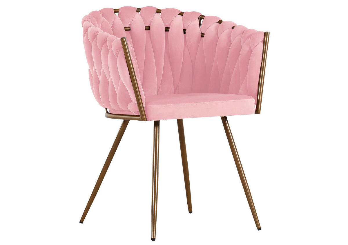 NASLANJAČ, tekstil starinsko roza  - zlate barve/starinsko roza, Trendi, kovina/tekstil (60/78/55cm) - Landscape