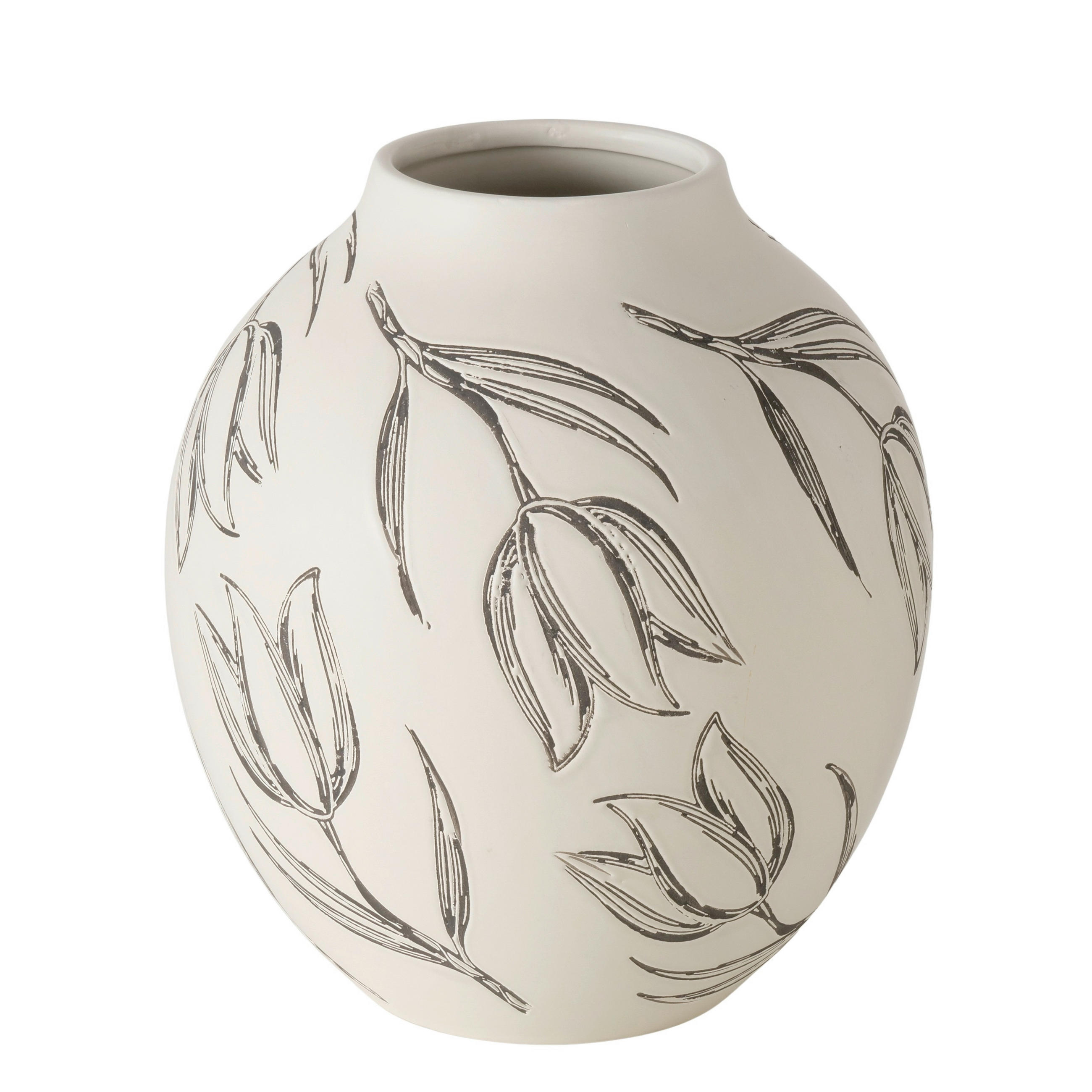 VÁZA, keramika,  - šedá/bílá, Basics, keramika (22/22/25cm)