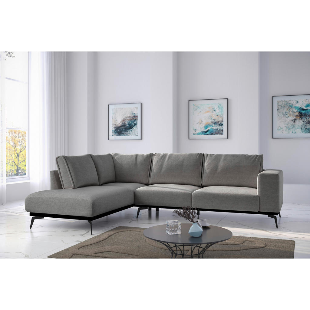 Thumbnail - Mid.you Ecksofa, Dunkelgrau, Holz, Textil, 6-Sitzer, Füllung: Polyurethan (Pur), Silikon, Ottomane links, L-Form, 293x20...