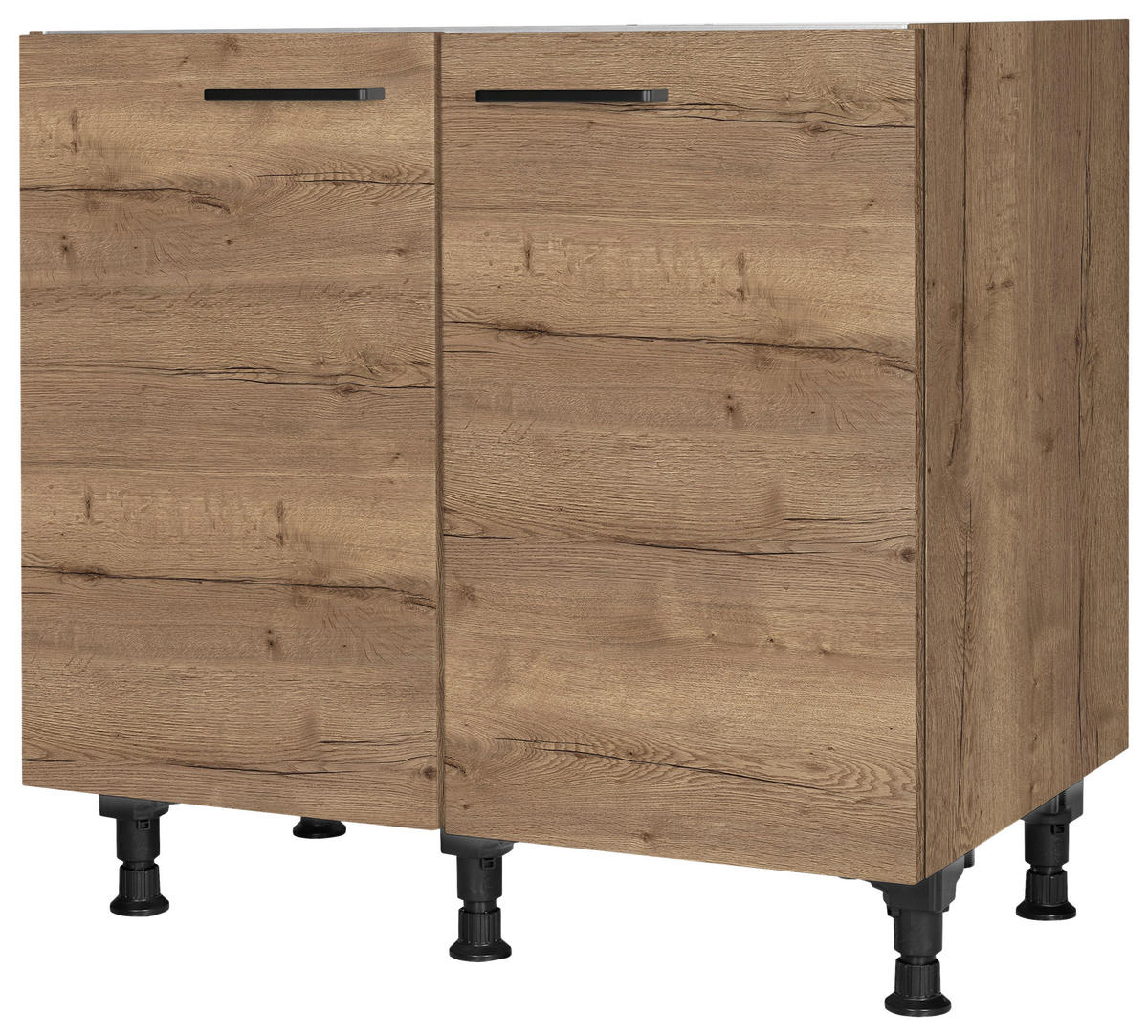 SPÜLENUNTERSCHRANK 90/87/56 cm  in Eiche dunkel  - Eiche dunkel/Schwarz, MODERN, Holzwerkstoff/Metall (90/87/56cm) - Nobilia