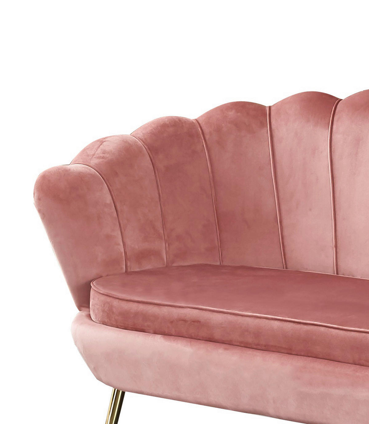 2-SITZER-SOFA Samt Rosa  - Goldfarben/Rosa, MODERN, Textil/Metall (136/78/77cm) - Livetastic