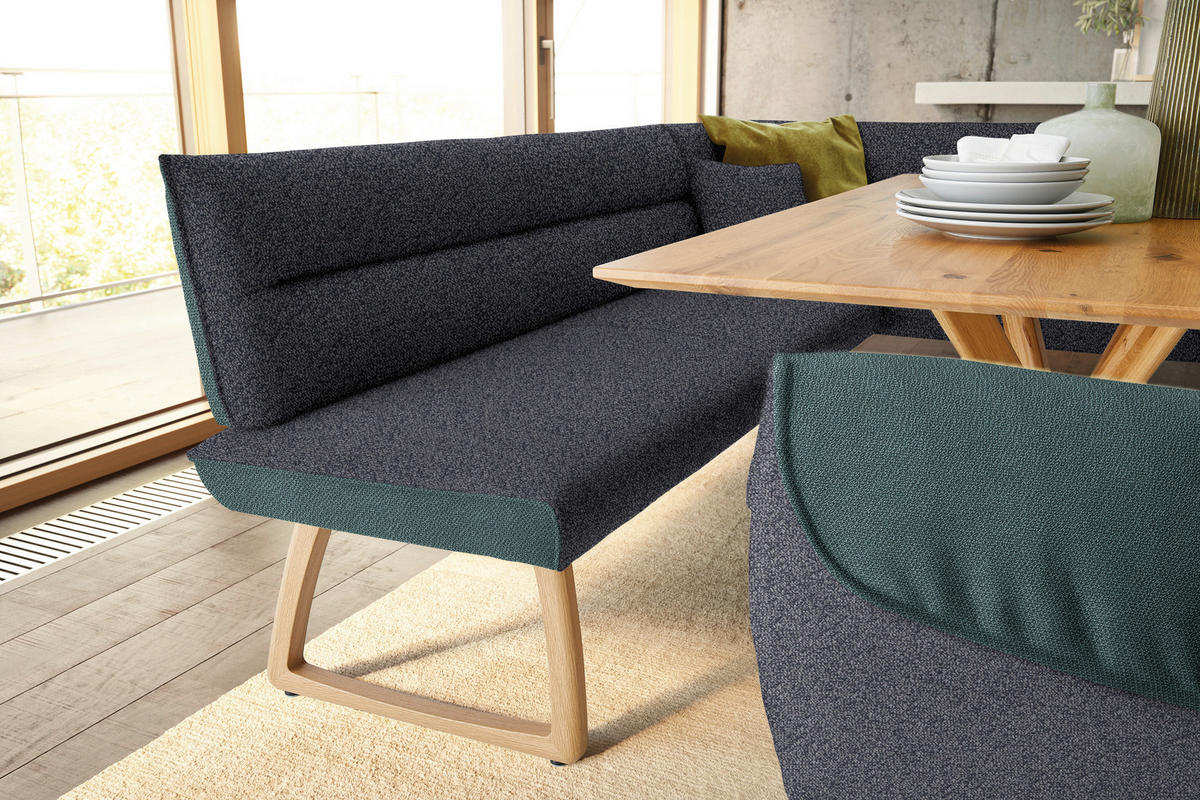 ECKBANK in Textil Petrol, Dunkelgrau  - Eichefarben/Dunkelgrau, Design, Holz/Textil (162/237cm) - Koinor