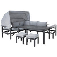 LOUNGEGARNITUR 200/260 cm Aluminium  - Dunkelgrau/Anthrazit, Design, Glas/Textil (200/260cm) - Amatio