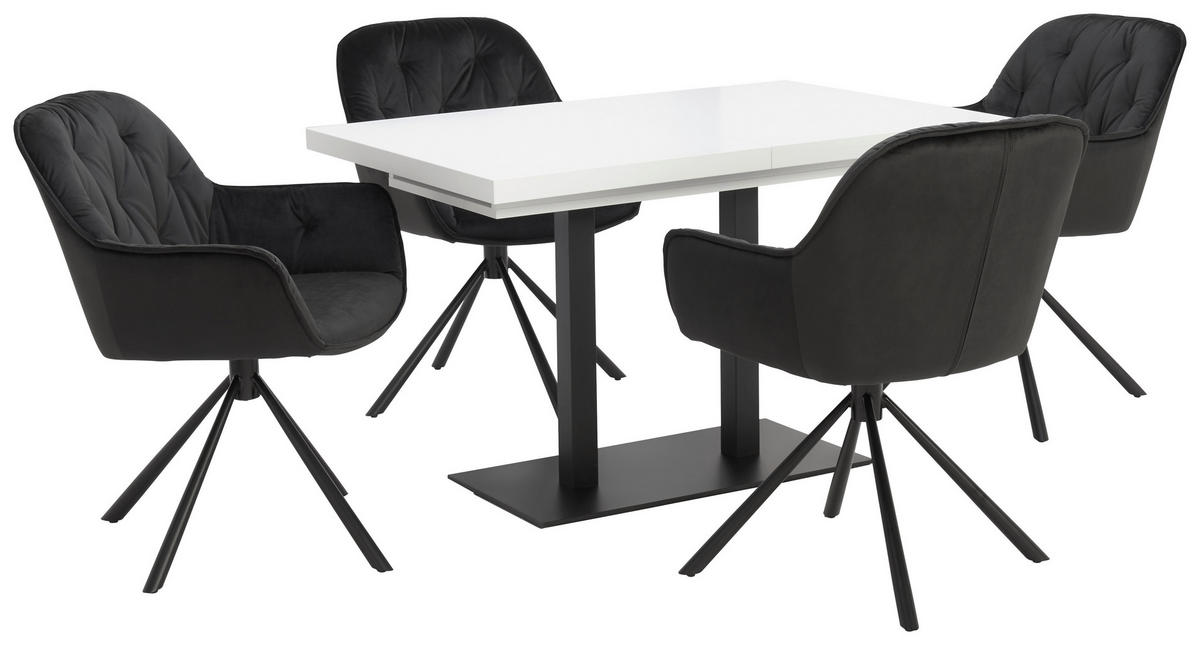 JEDILNA MIZA, črna, bela  - črna/bela, Moderno, kovina/leseni material (120/80/75cm) - MID.YOU
