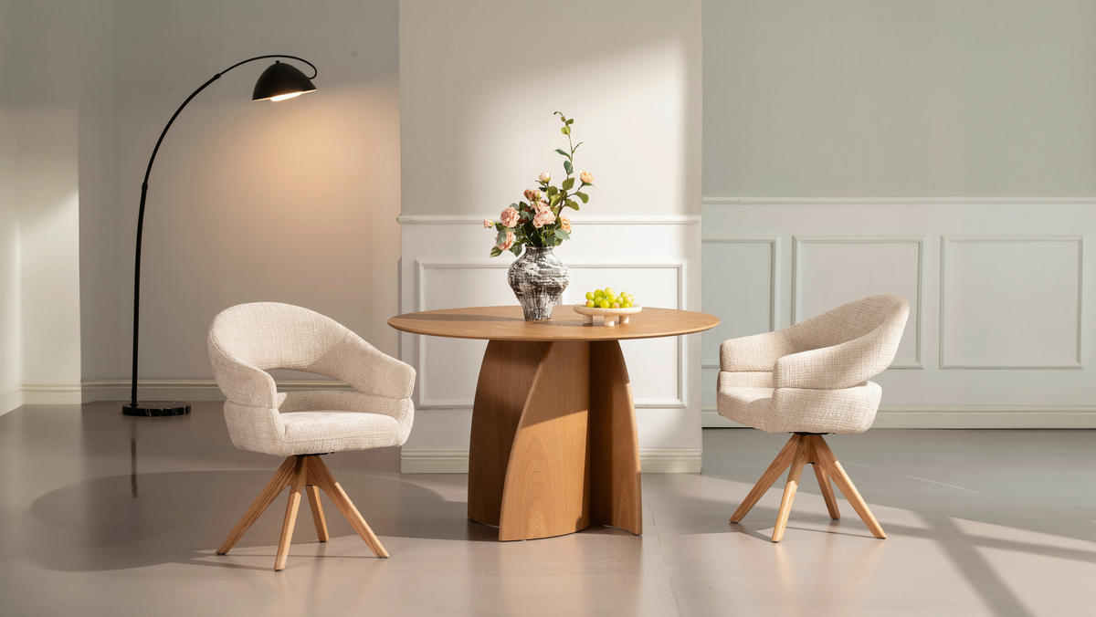 ESSTISCH Echtholz, Nachbildung  Holz, Holzwerkstoff rund Eichefarben  - Eichefarben, MODERN, Holz/Holzwerkstoff (120/75cm) - Livetastic