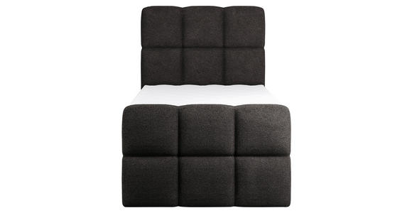 BOXBETT 90/200 cm,  in Schwarz, gepolstertes Kopfteil, Bettkasten, Topper, H3 = fest  - Schwarz, Design, Holzwerkstoff/Kunststoff (90/200cm) - Xora