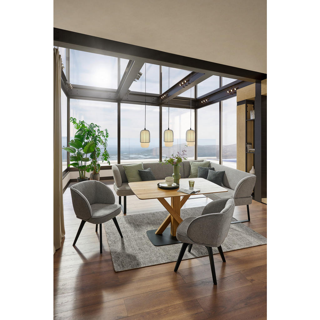 Thumbnail - Novel Eckbank, Schwarz, Hellgrau, Metall, Textil, Eckteil, 233x189 cm, Stoffauswahl, seitenverkehrt erhältlich, mit Rück...