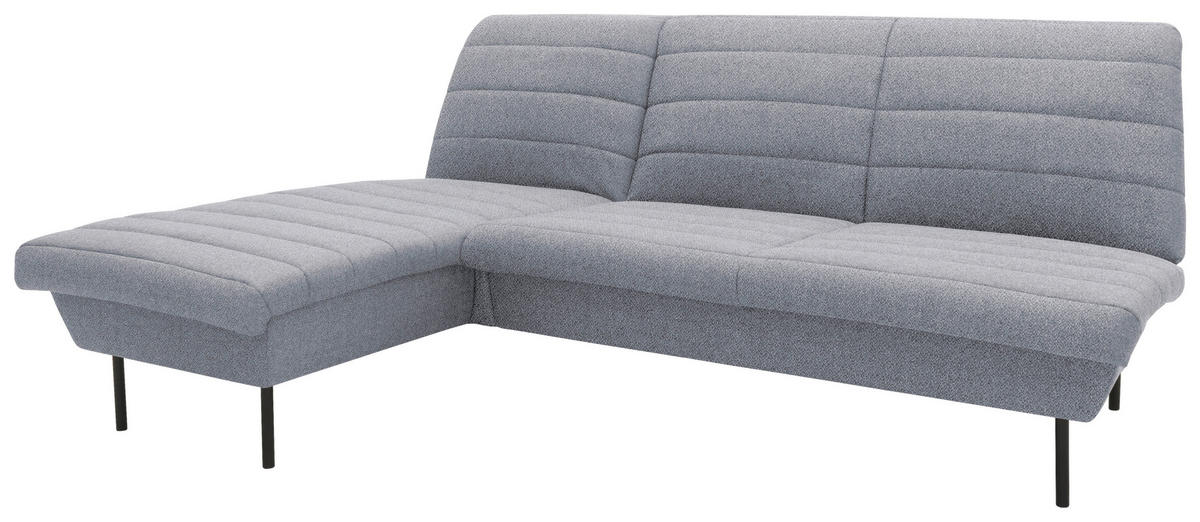 ECKSOFA in Webstoff Grau, Hellblau  168/214 cm  - Schwarz/Grau, Design, Textil/Metall (168/214cm) - LOOKS by W.Joop