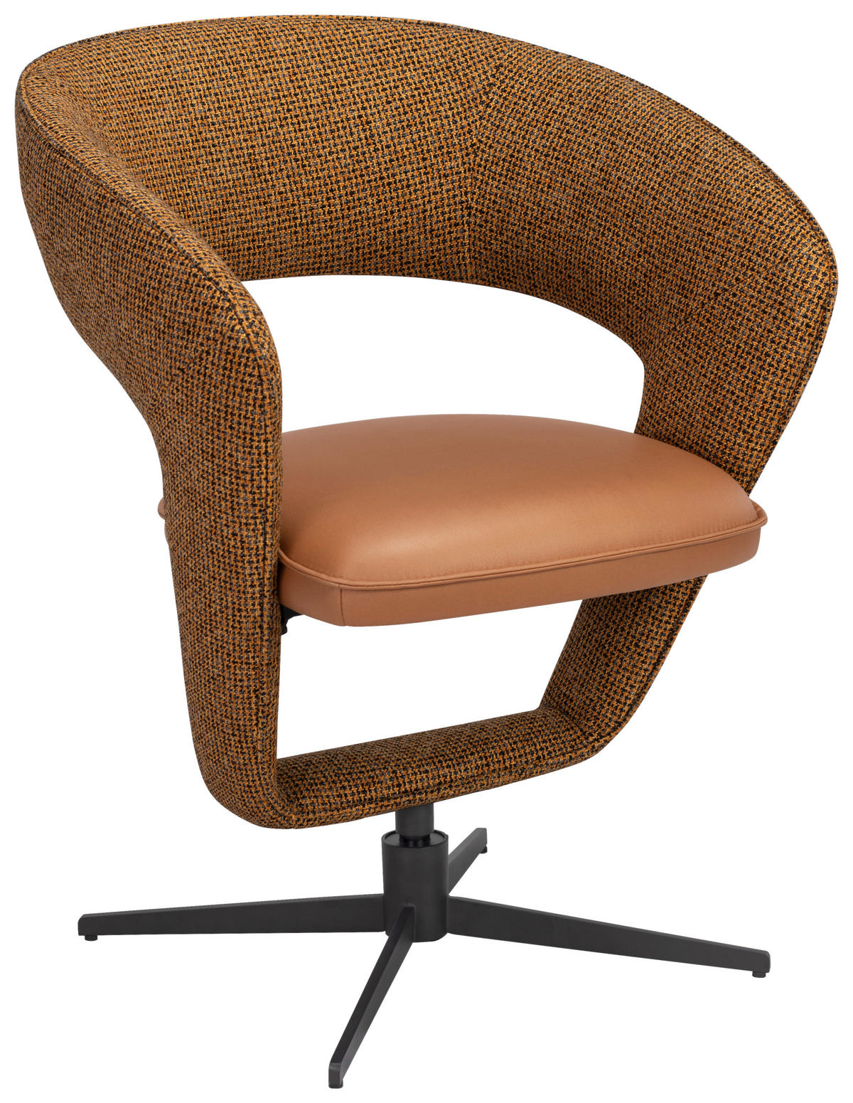 ARMLEHNSTUHL  in Eisen Webstoff, Mikrofaser  - Rostfarben/Schwarz, Design, Textil/Metall (62/84/62cm) - Moderano