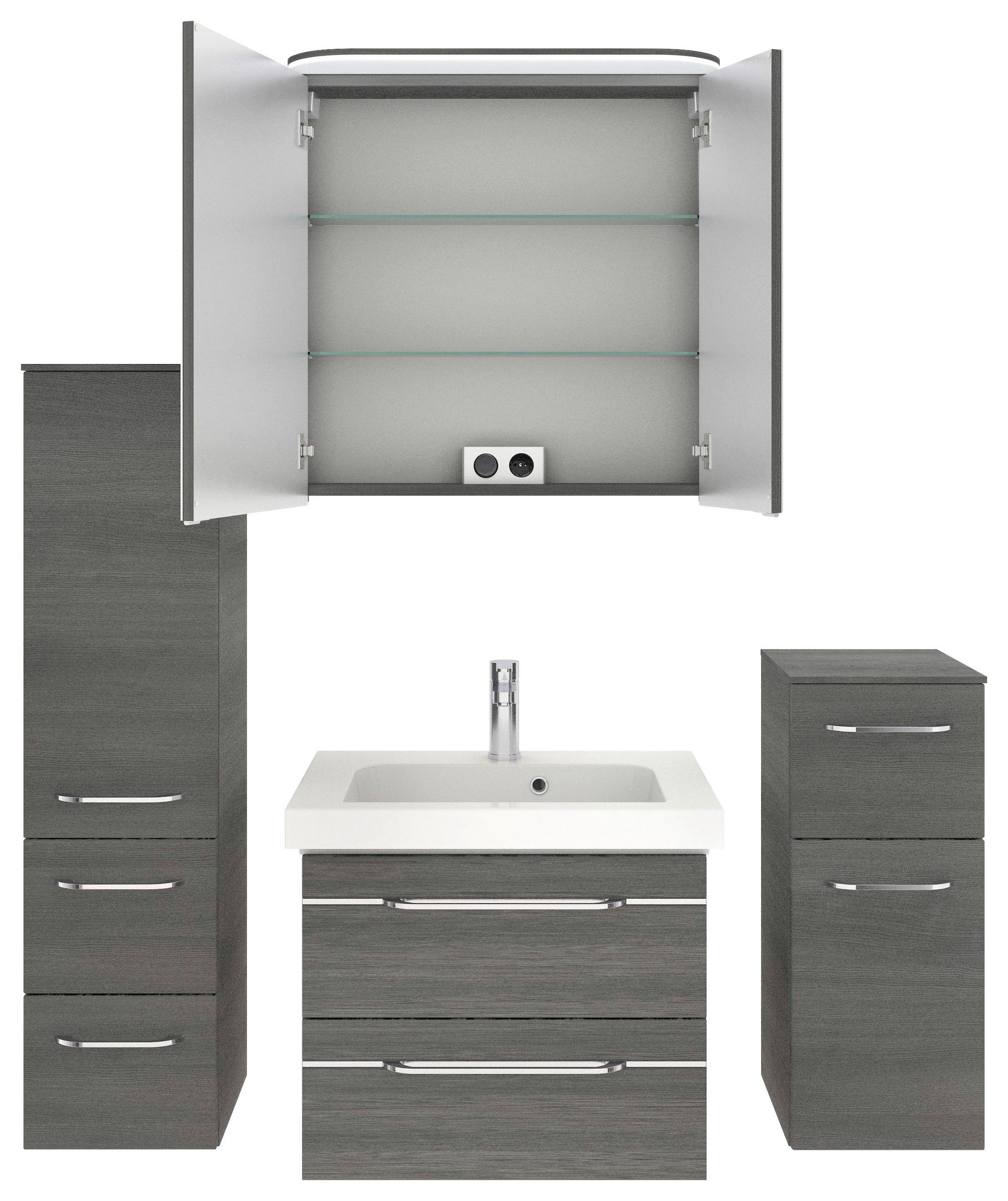 BADEZIMMER 5-teilig in 148 cm - Chromfarben/Graphitfarben, KONVENTIONELL, Glas/Keramik (148cm) - Pelipal