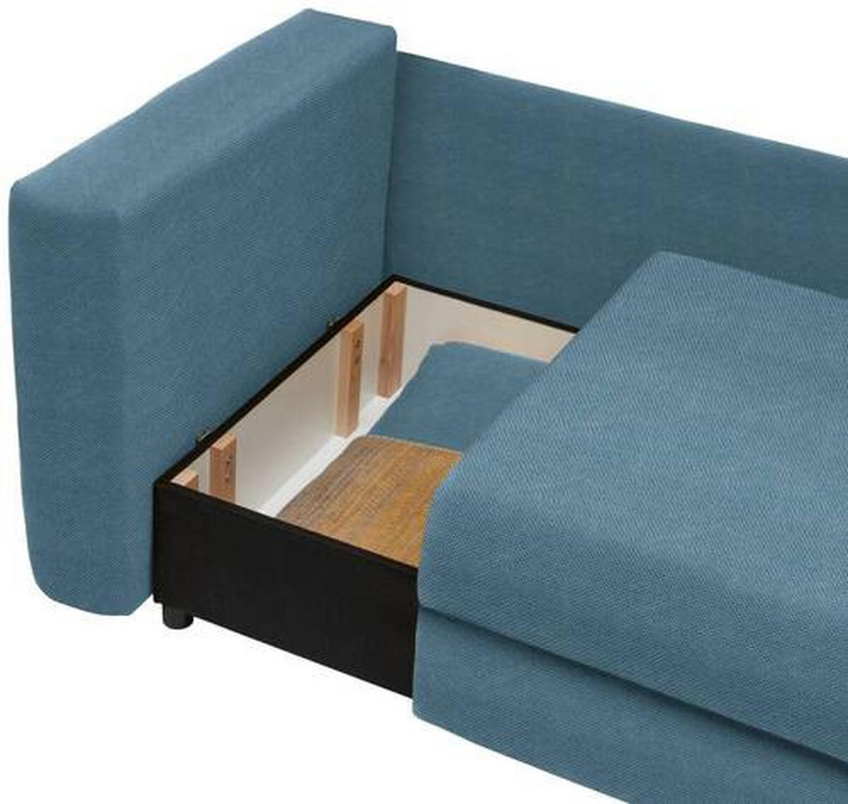 RÉCAMIERE Blau Flachgewebe  - Blau/Schwarz, Design, Kunststoff/Textil (171/71-88/93cm) - Cantus
