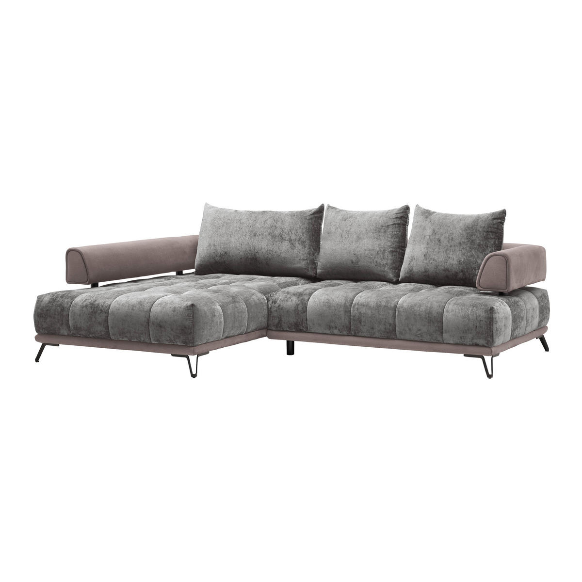 HÖRNSOFFA i grå  - grå/svart, Modern, metall/textil (184/67-87/262cm) - MID.YOU