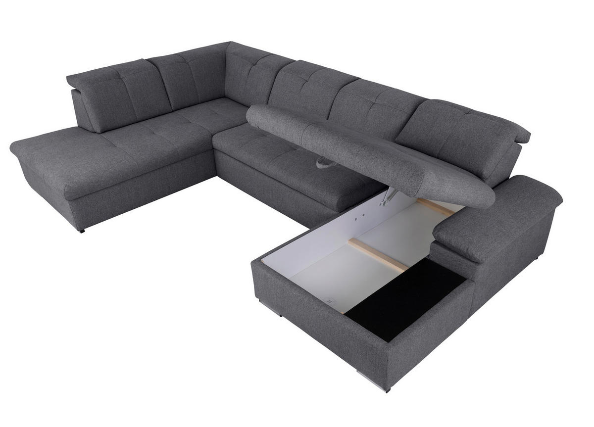 WOHNLANDSCHAFT - Dunkelgrau/Beige, Design, Textil/Metall (215/328/173cm) - MID.YOU