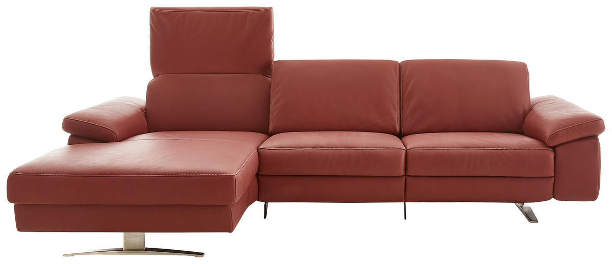 ECKSOFA Rot Echtleder  - Beige/Rot, Design, Leder/Metall (174/287cm) - Koinor