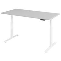 SCHREIBTISCH 160/80/64,5-129,5 cm Grau, Weiß elektrisch höhenverstellbar  - Weiß/Grau, KONVENTIONELL, Holzwerkstoff/Metall (160/80/64,5-129,5cm) - Venda
