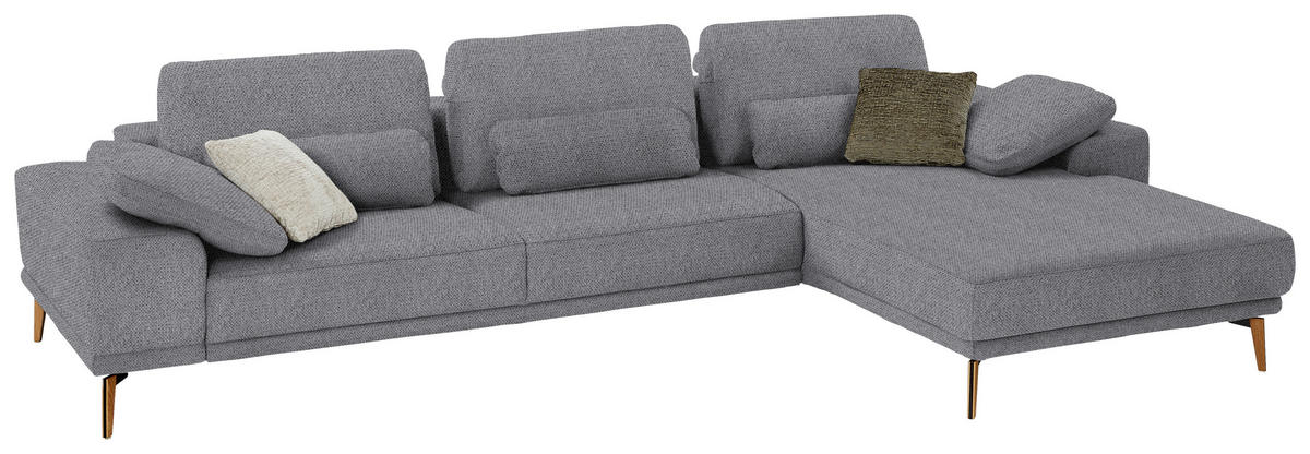 ECKSOFA in Flachgewebe Grau  334/193 cm  - Wildeiche/Grau, Design, Holz/Textil (334/193cm) - Niels Andersson