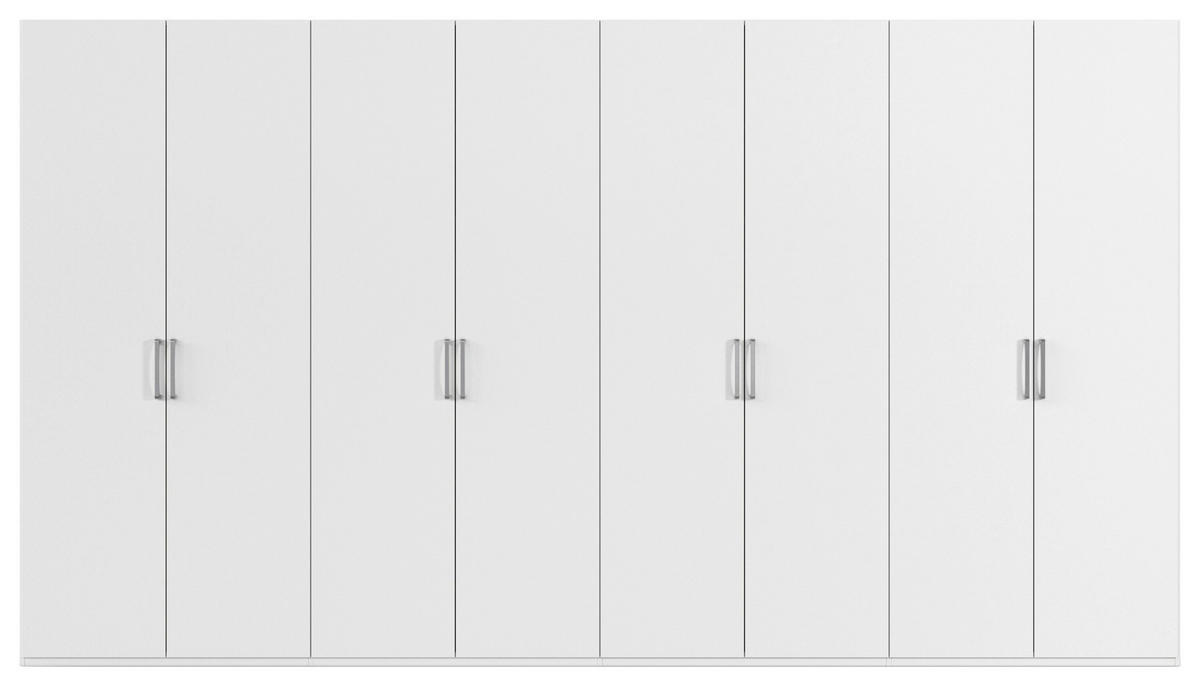 DREHTÜRENSCHRANK 400/223/61 cm,  in Weiß, 8-türig  - Edelstahlfarben/Weiß, Basics, Holzwerkstoff/Metall (400/223/61cm) - Novel