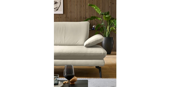 ECKSOFA in Echtleder Ecru 195/308 cm - Ecru/Schwarz, Design, Leder/Metall (195/308cm) - Dieter Knoll