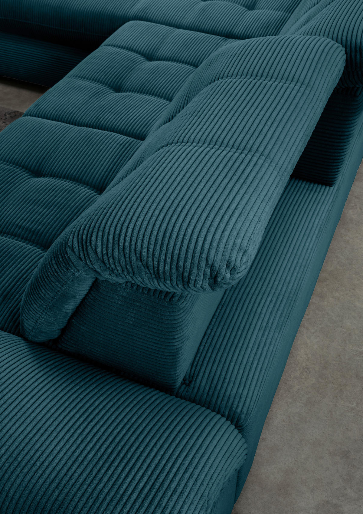 ECKSOFA in Cord Petrol  - Petrol/Schwarz, Modern, Textil/Metall (184/314cm) - Livetastic