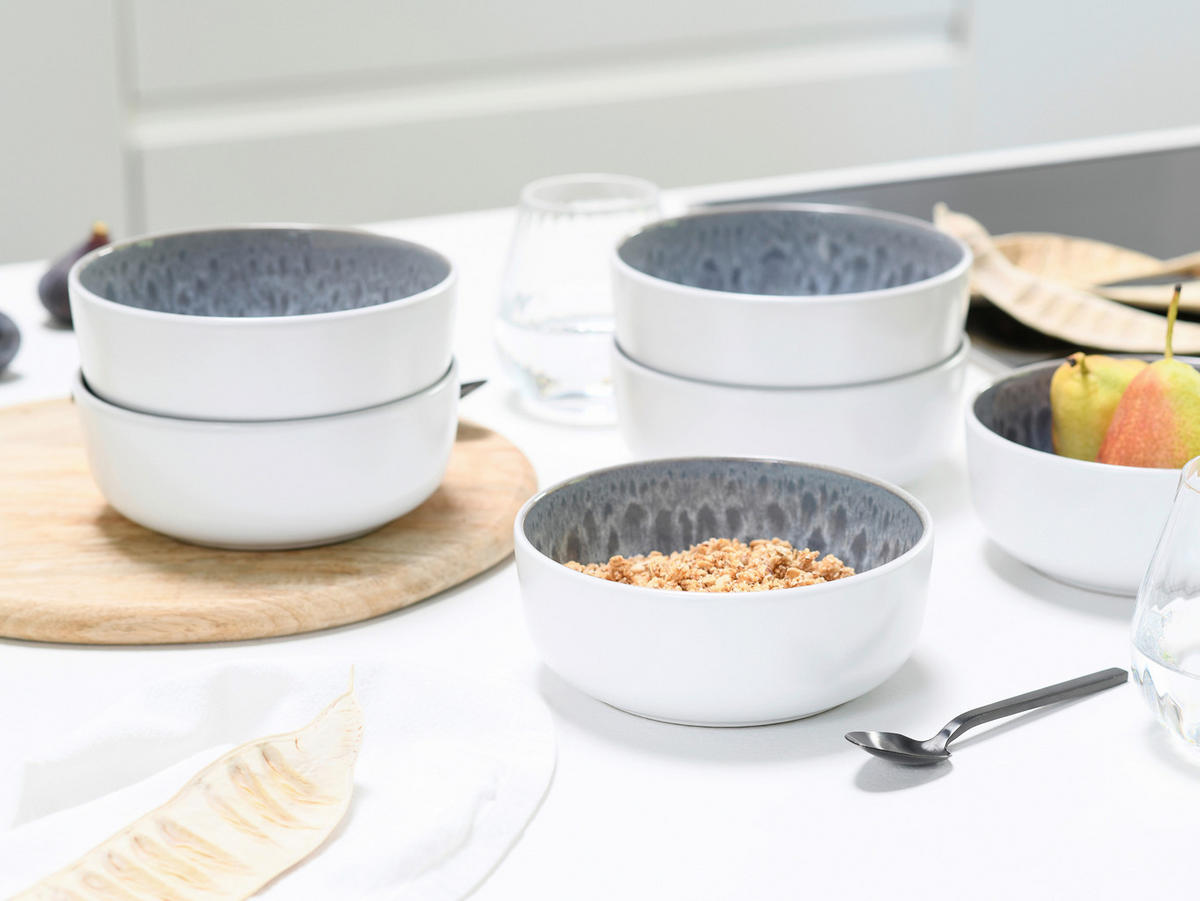 KOMBISERVICE Weiß, Seidengrau Nordic Fjord Stone 16-teilig 4 Personen  - Seidengrau/Weiß, Basics, Keramik - Creatable