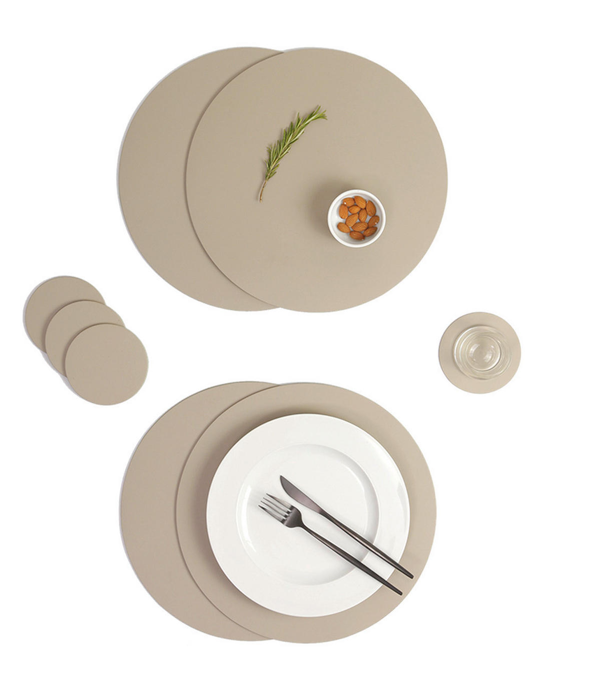 GLASUNTERSETZER  - Graubraun, Basics, Leder (11/11/0.2cm)