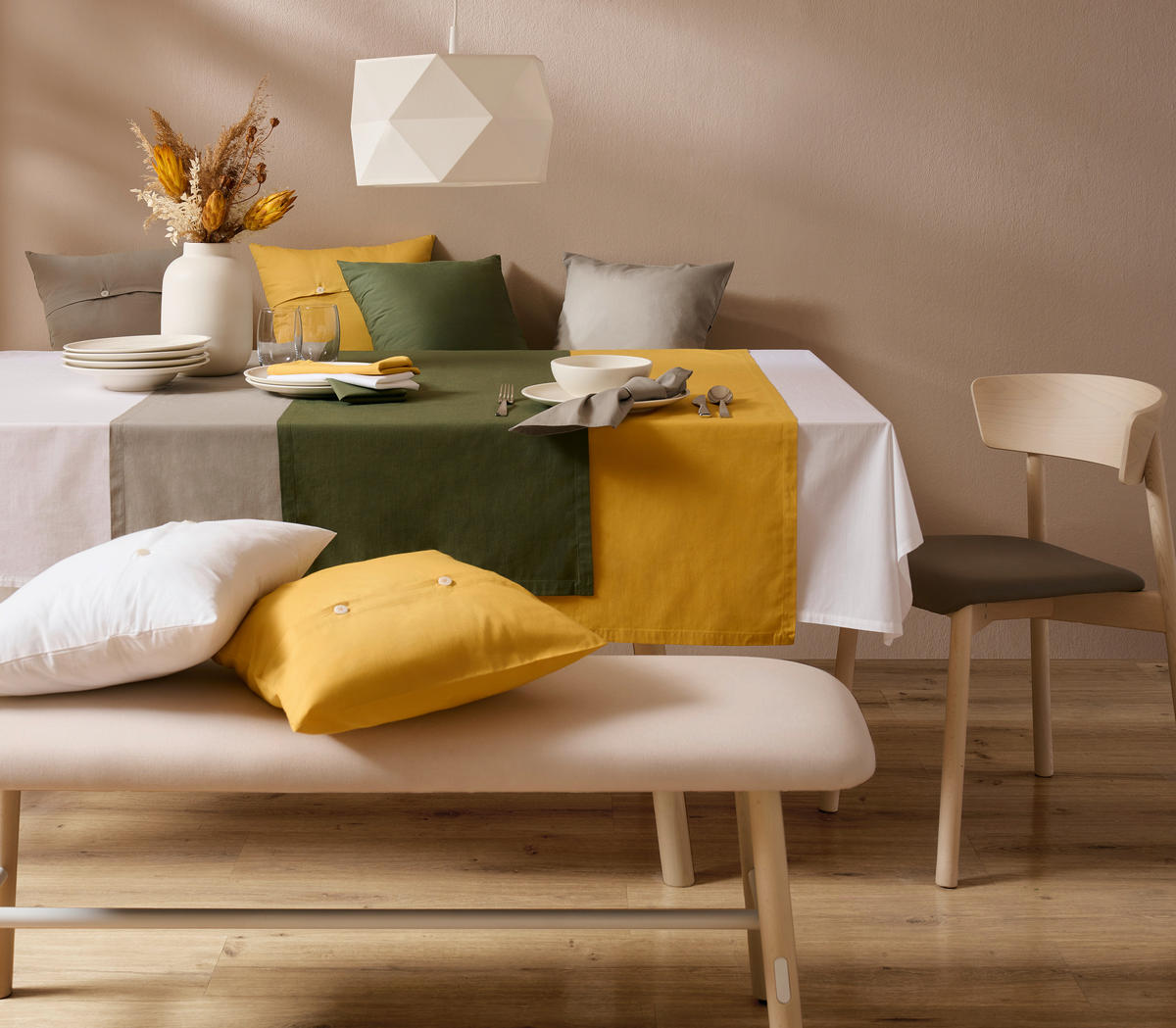 UBRUS, 140/220 cm, olivově zelená - olivově zelená, Basics, textil (140/220cm) - Bio:Vio