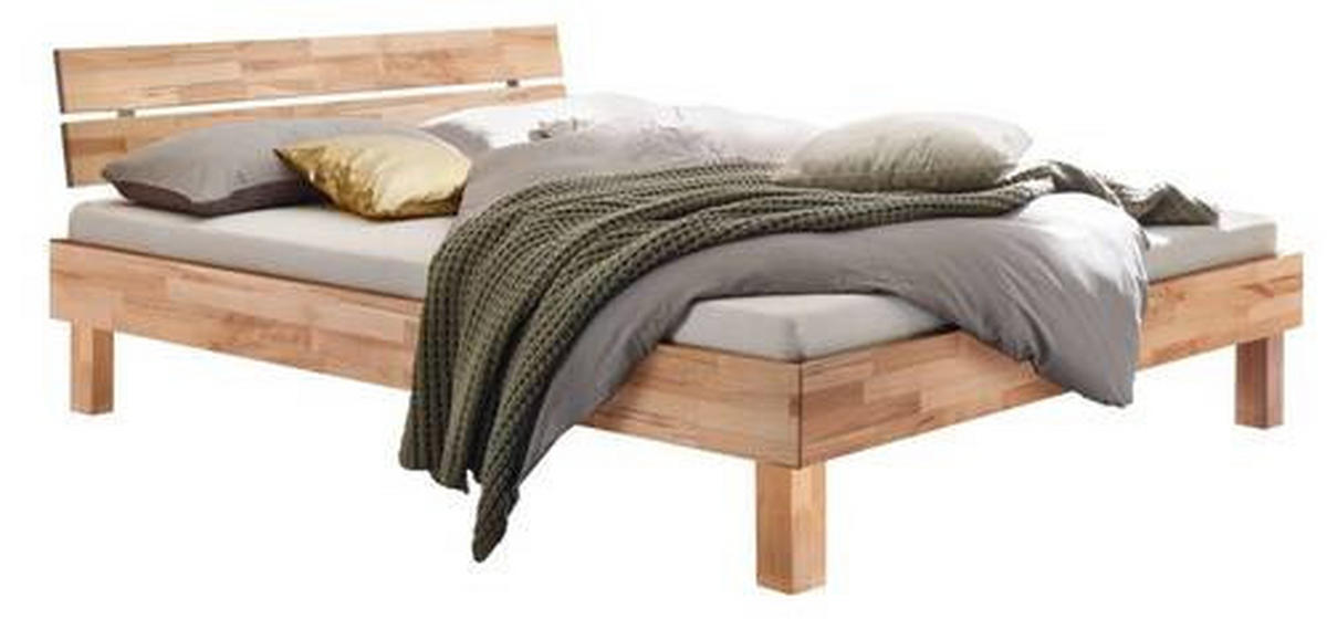 BETT 200/200 cm  in Kernbuche  - Buchefarben/Kernbuche, Natur, Holz (200/200cm) - Hasena